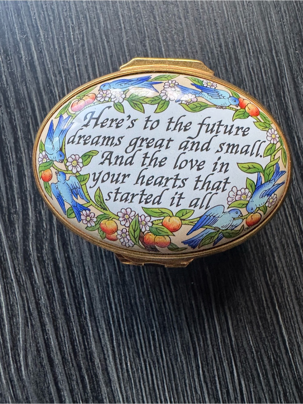 Halcyon Days Blue Birds Enamel England trinket box